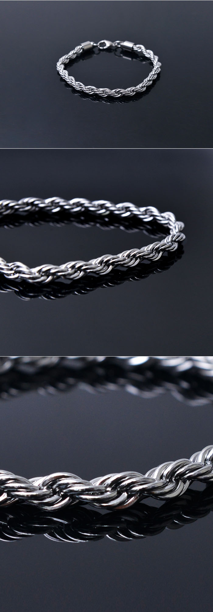 Accessories Bracelets Unique Twine Silver Chain CuffBracelet 274